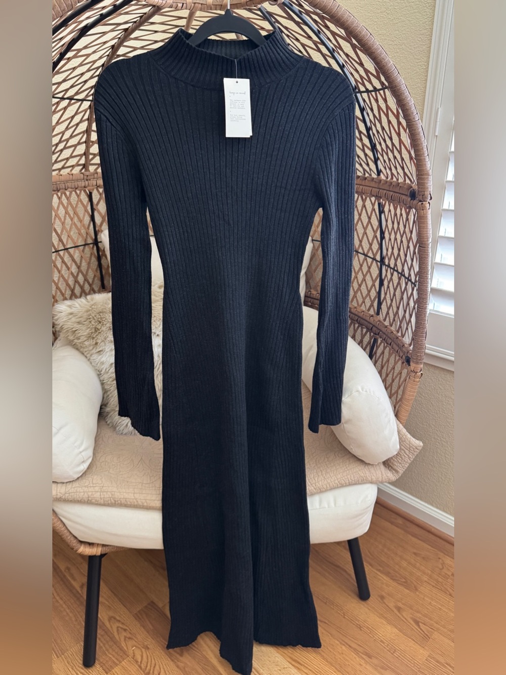 A New Day Black Bell Sleeve Sweater Dress Medium NWT